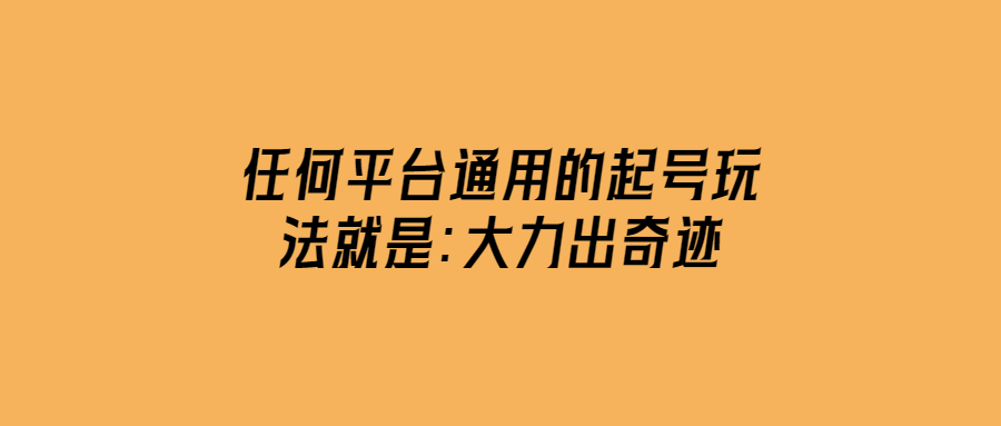 任何平臺通用的起號玩法就是：大力出奇跡-愛分享導航