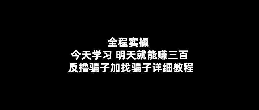 反擼騙子-學習實操賺300-詳細教程揭秘