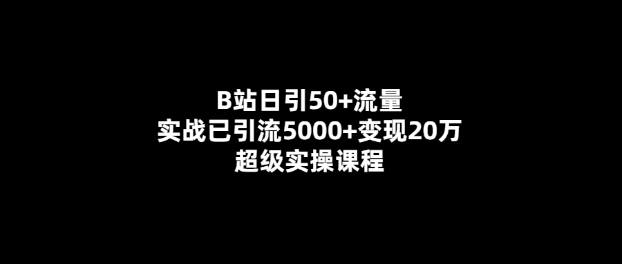 B站日引50+流量-實(shí)戰(zhàn)引流5000+變現(xiàn)20萬(wàn)的超級(jí)課程！