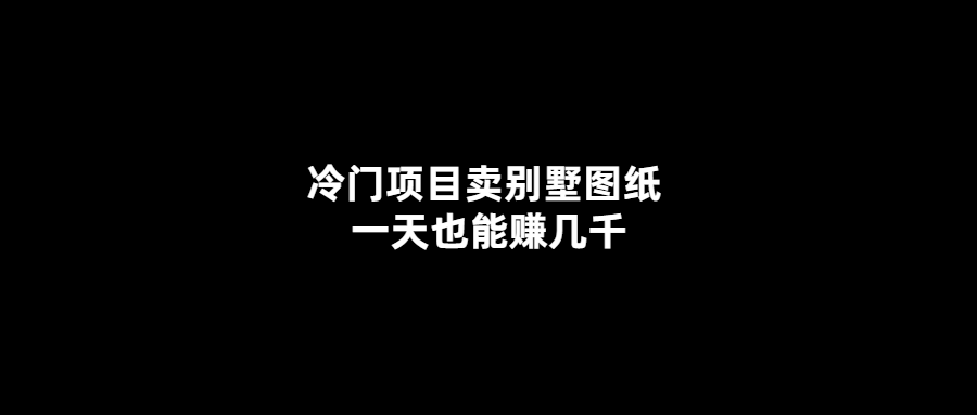 冷門項目賣別墅圖紙-輕松賺幾千！