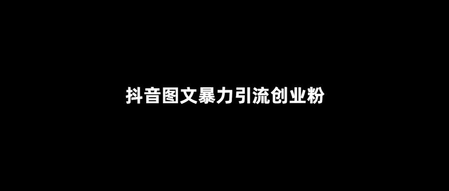 用圖文暴力引流-輕松打造抖音創(chuàng)業(yè)王者！