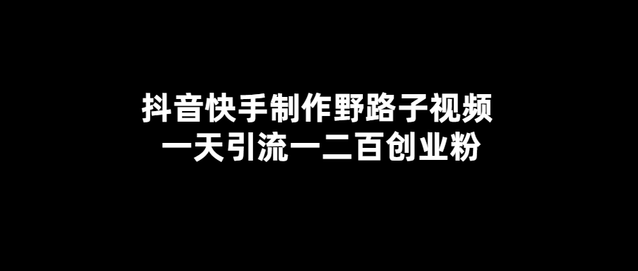 野路子視頻制作教程_一天引流一二百創(chuàng)業(yè)粉！