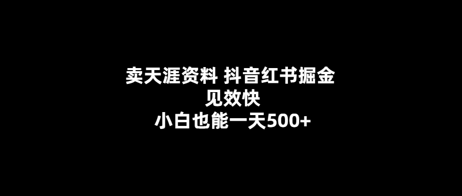 賣天涯資料-掘金抖音紅書-小白一天500+