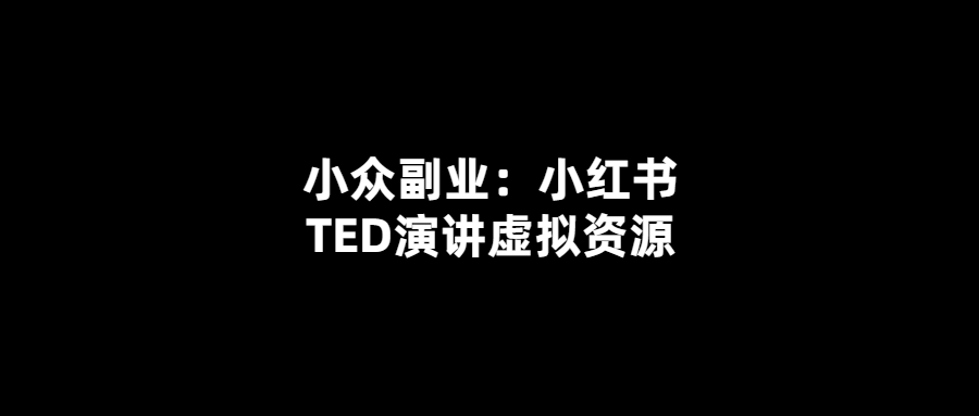 TED演講虛擬資源：小紅書上的小眾副業
