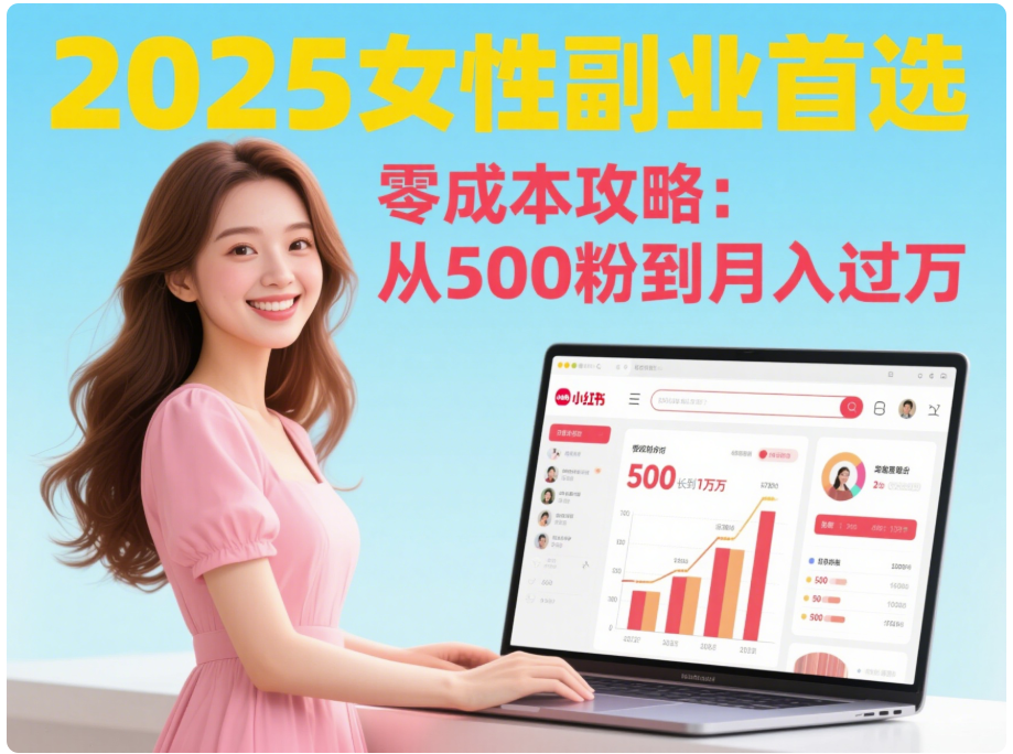 2025女性副業首選!小紅書零成本攻略:從500粉到月入過萬全解析
